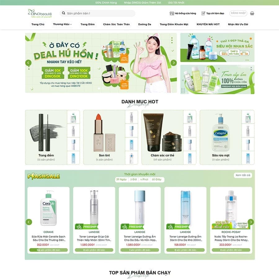 Mẫu website Mỹ phẩm & Làm đẹp — nguồn ThemeWP
