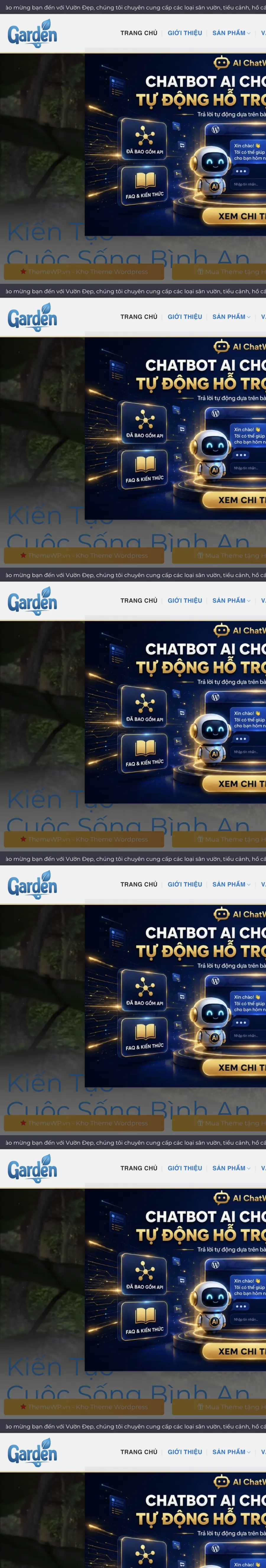 Mẫu website Sân vườn & Hồ cá Koi — nguồn ThemeWP
