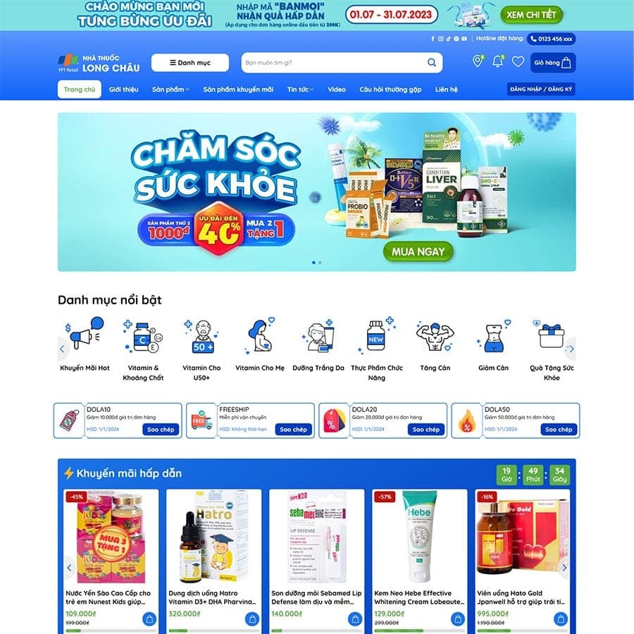 Mẫu website Nhà thuốc trực tuyến — nguồn ThemeWP