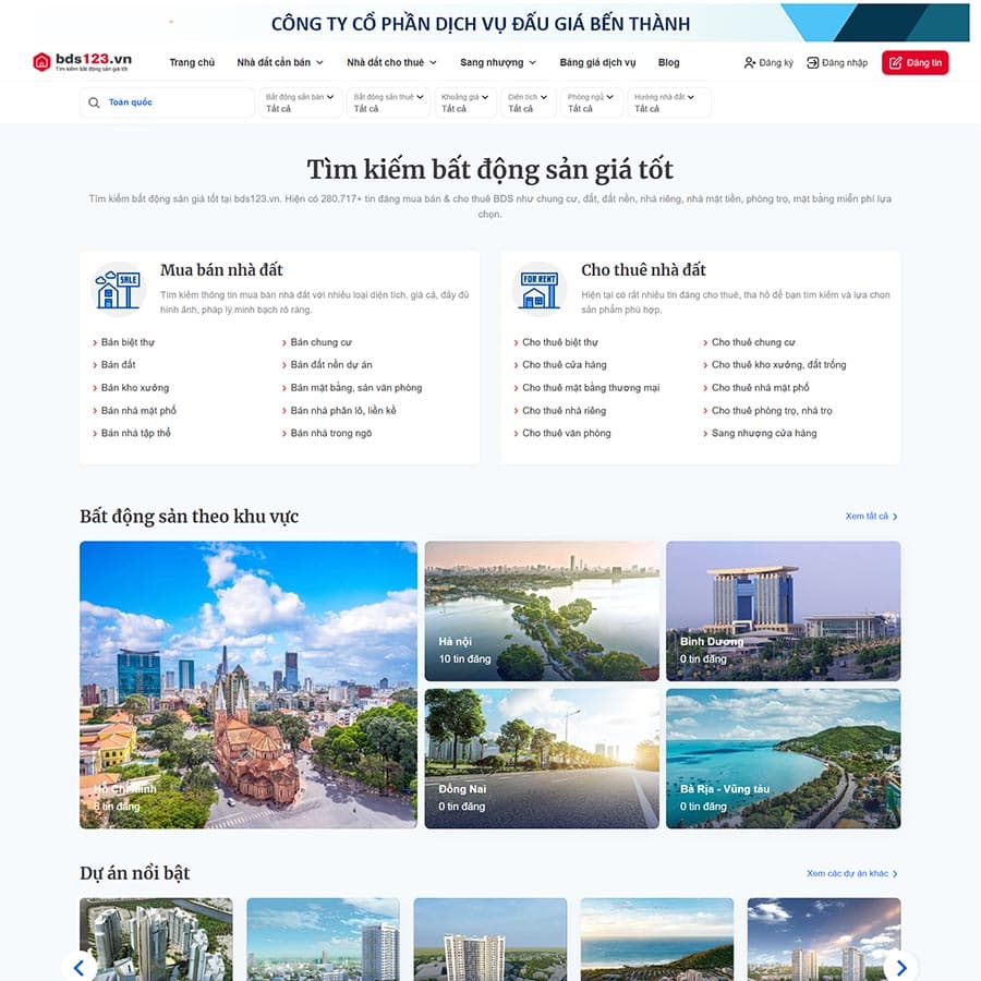 Mẫu website Sàn bất động sản — nguồn ThemeWP