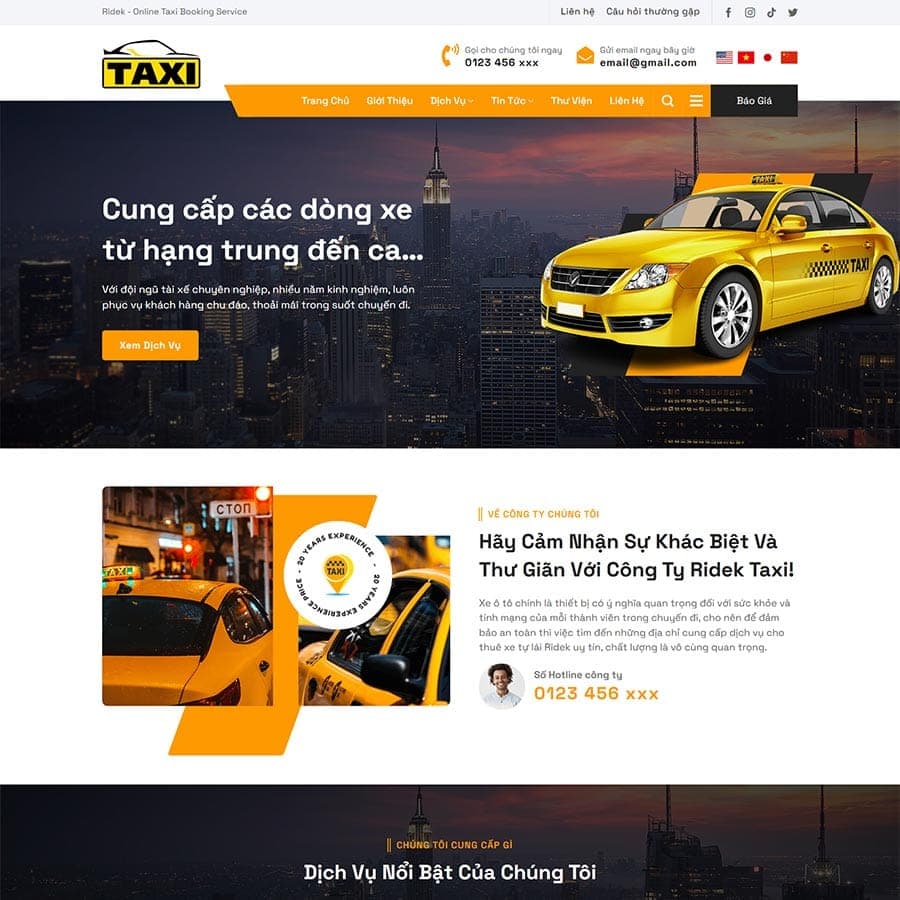 Mẫu website Du lịch & Vận tải — nguồn ThemeWP