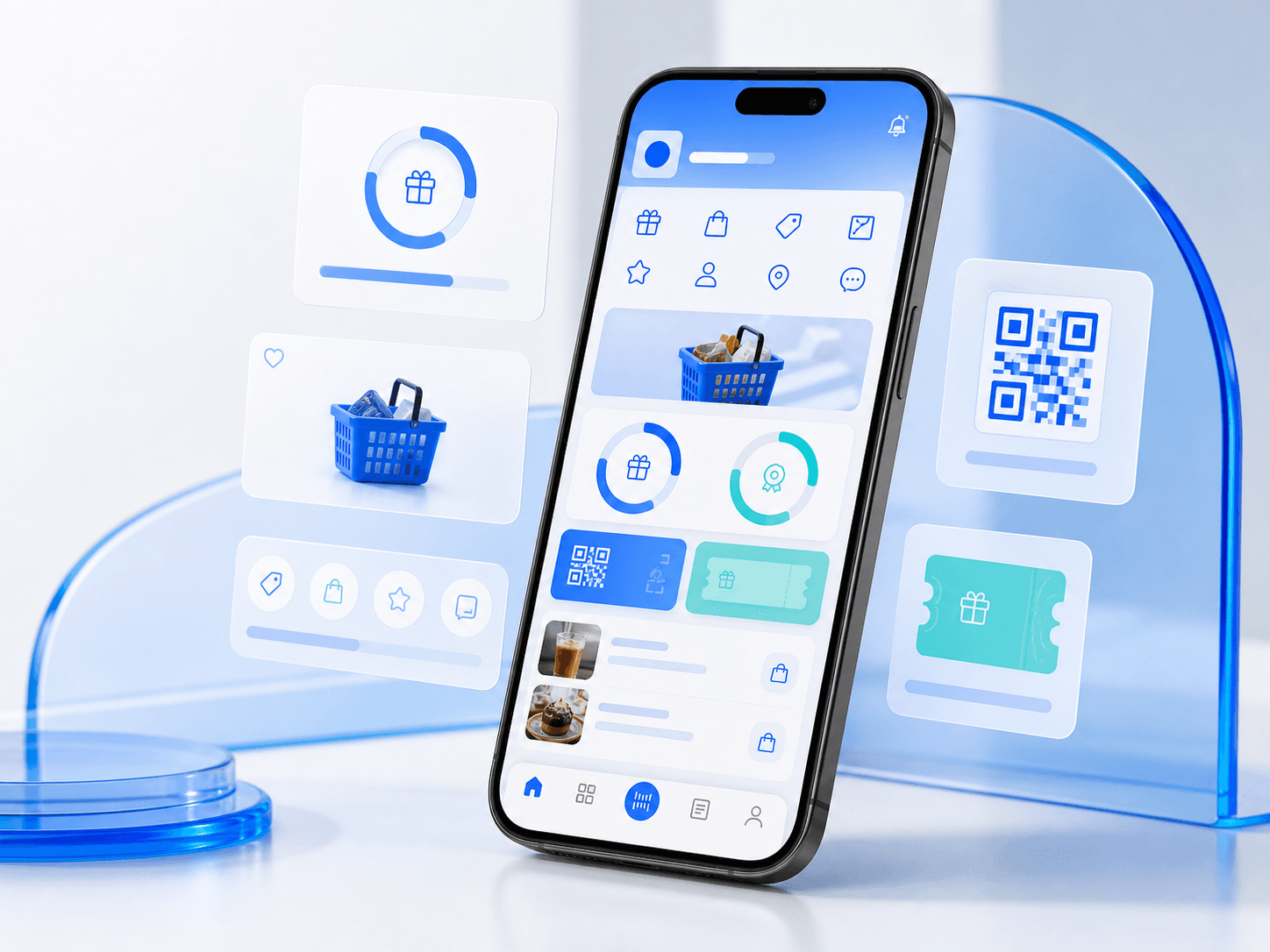 Giao diện ứng dụng mobile bán hàng và thành viên trên điện thoại